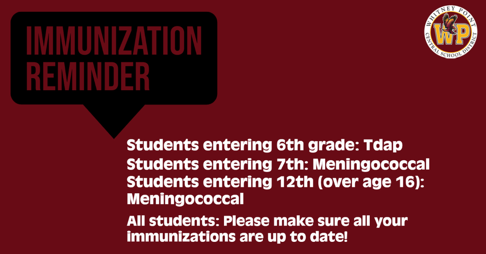 Whitney Point Immunization reminder graphic 